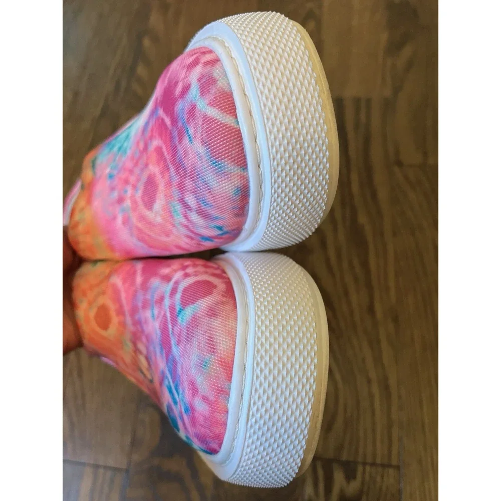 J/Slides dusty pink‎ blue tie dye strech fabric platform sneaker women size 8